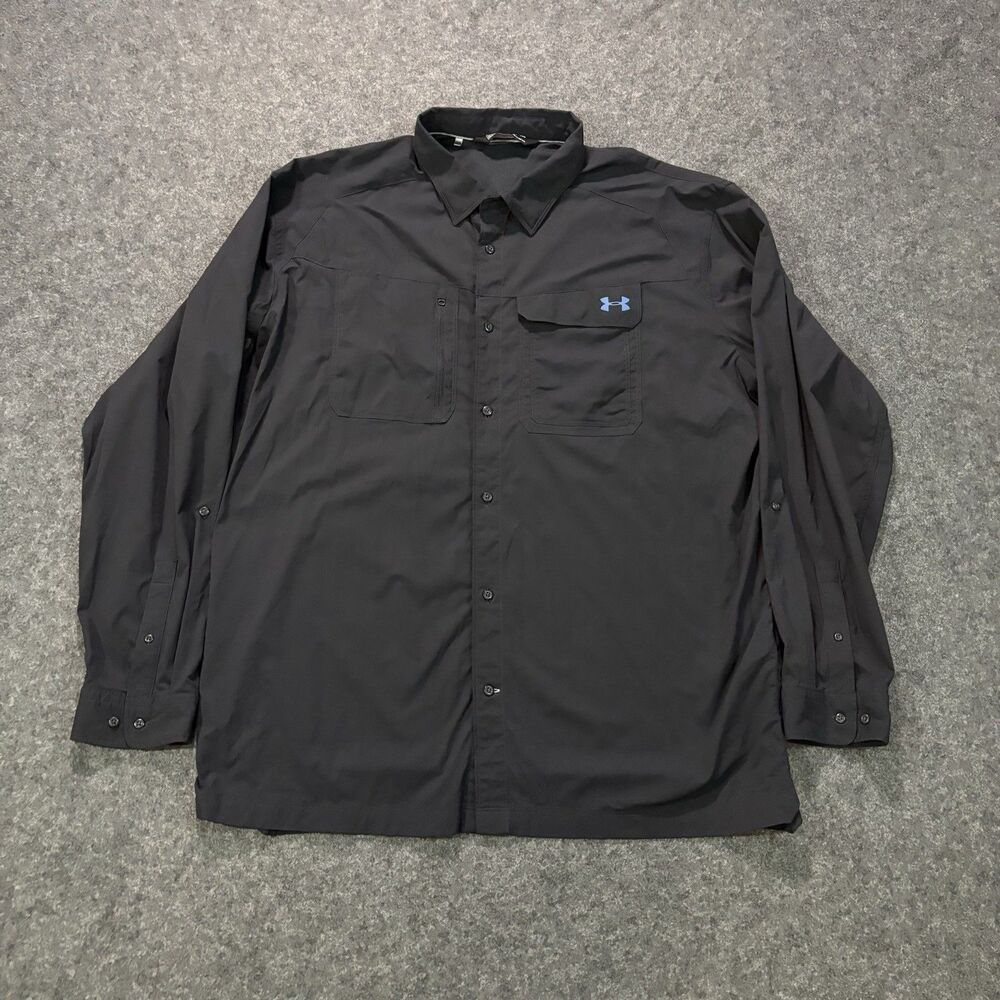 Under Armour Shirt Men 3XL Long Sleeve Black Vented Lightweight HeatGear
